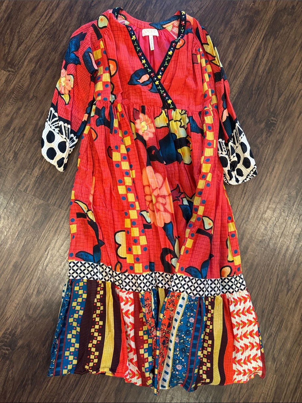 Women’s Red Floral Mixed-Print Maxi Dress by Verb